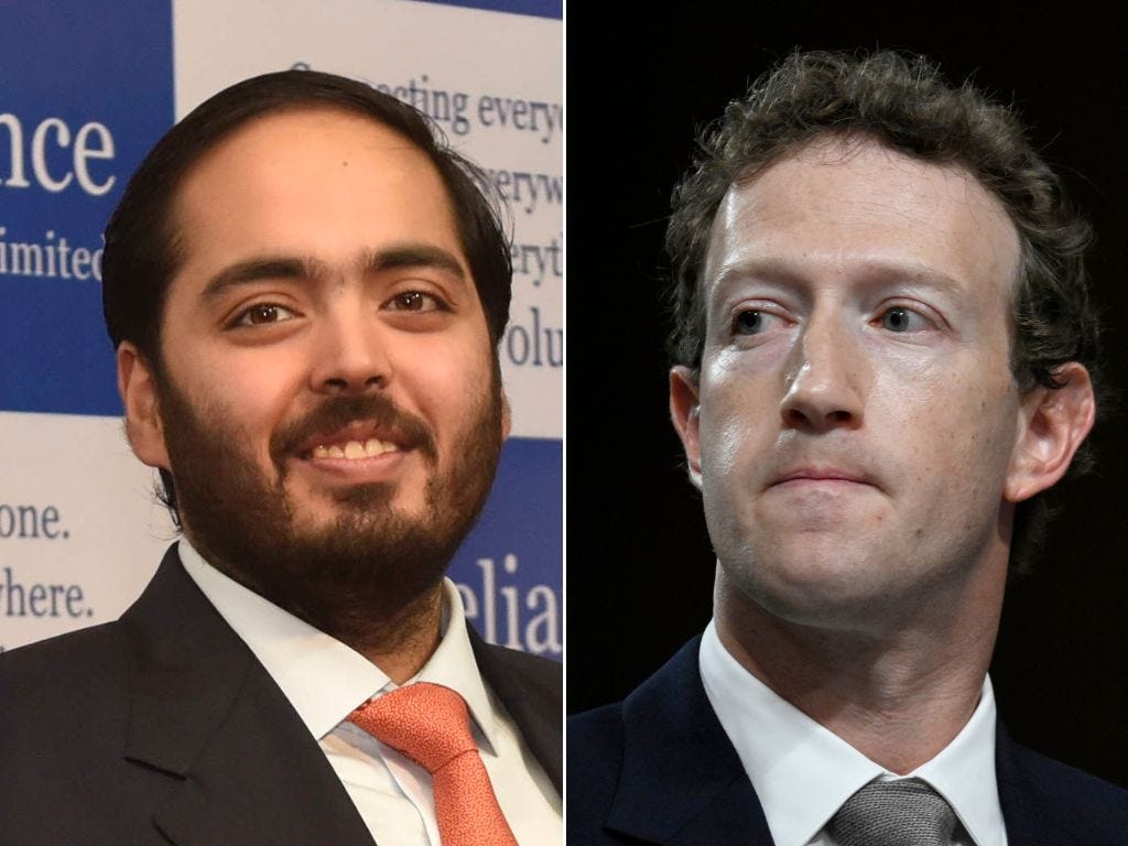Anant Ambani (links) und Mark Zuckerberg (rechts).