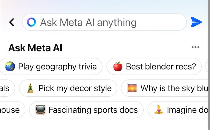 Meta Ai Fragen Sie alles Suchleiste Facebook