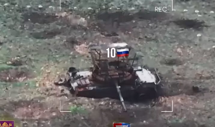 Zerstörter russischer Panzer im Oblast Donezk