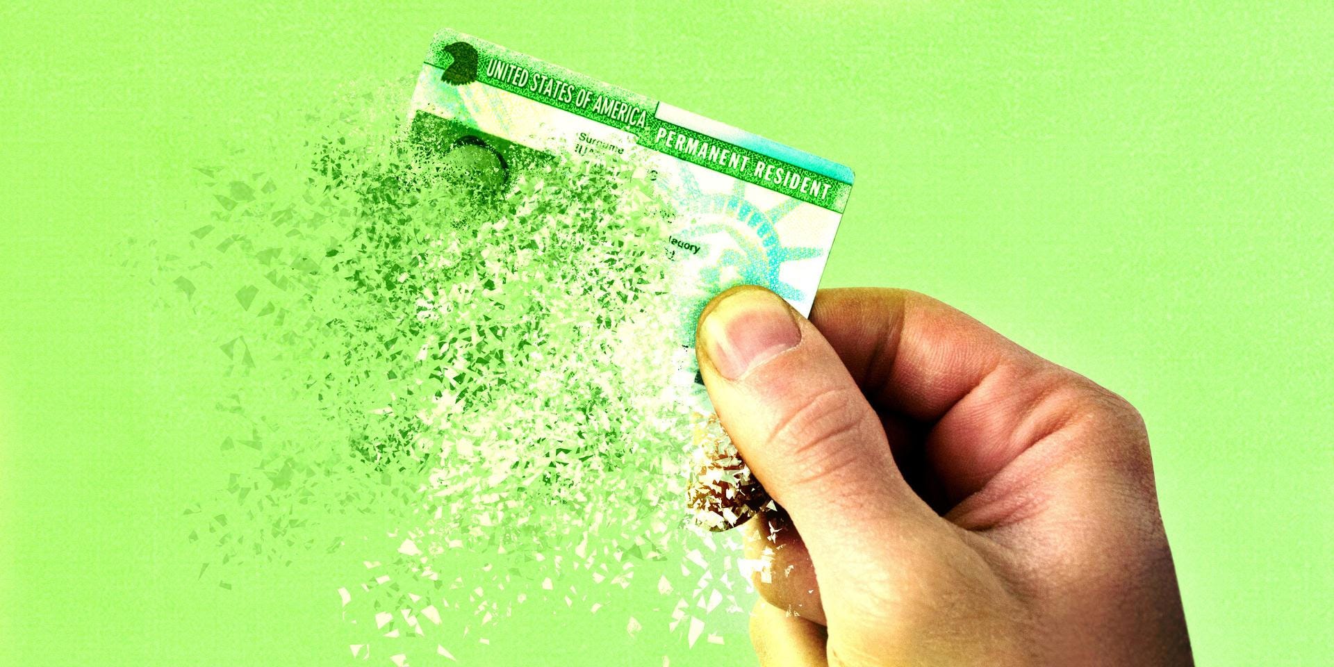 Eine Illustration einer verdunstenden Green Card.