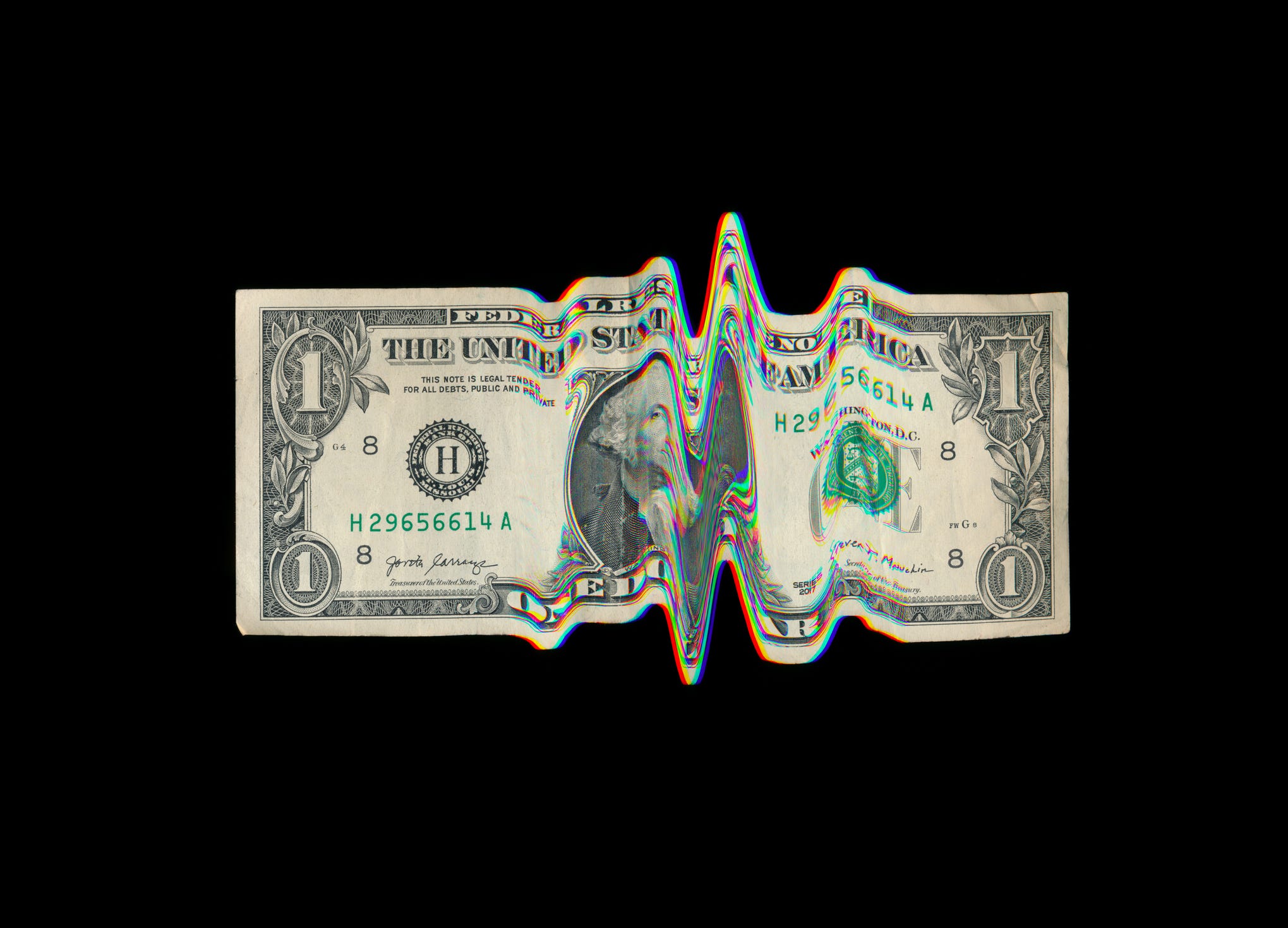 US-Dollar-Schein mit Glitch-Effekt