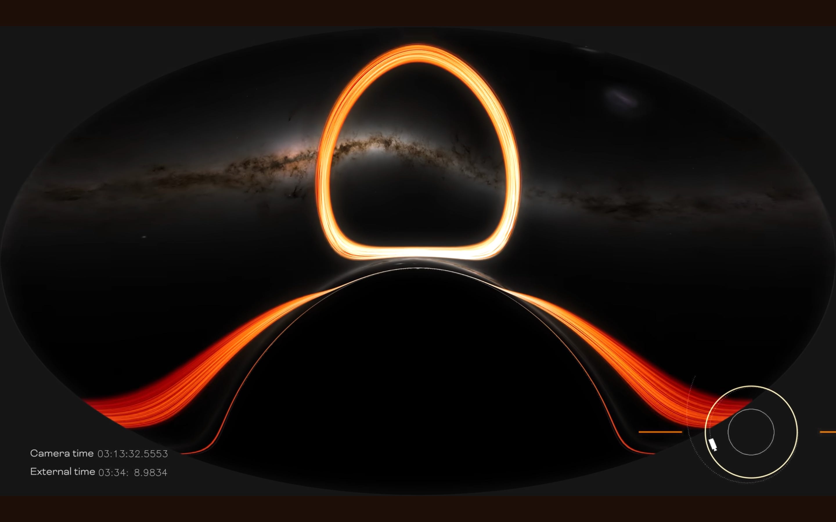 Ring aus gelbem Licht über einem Schwarzen Loch