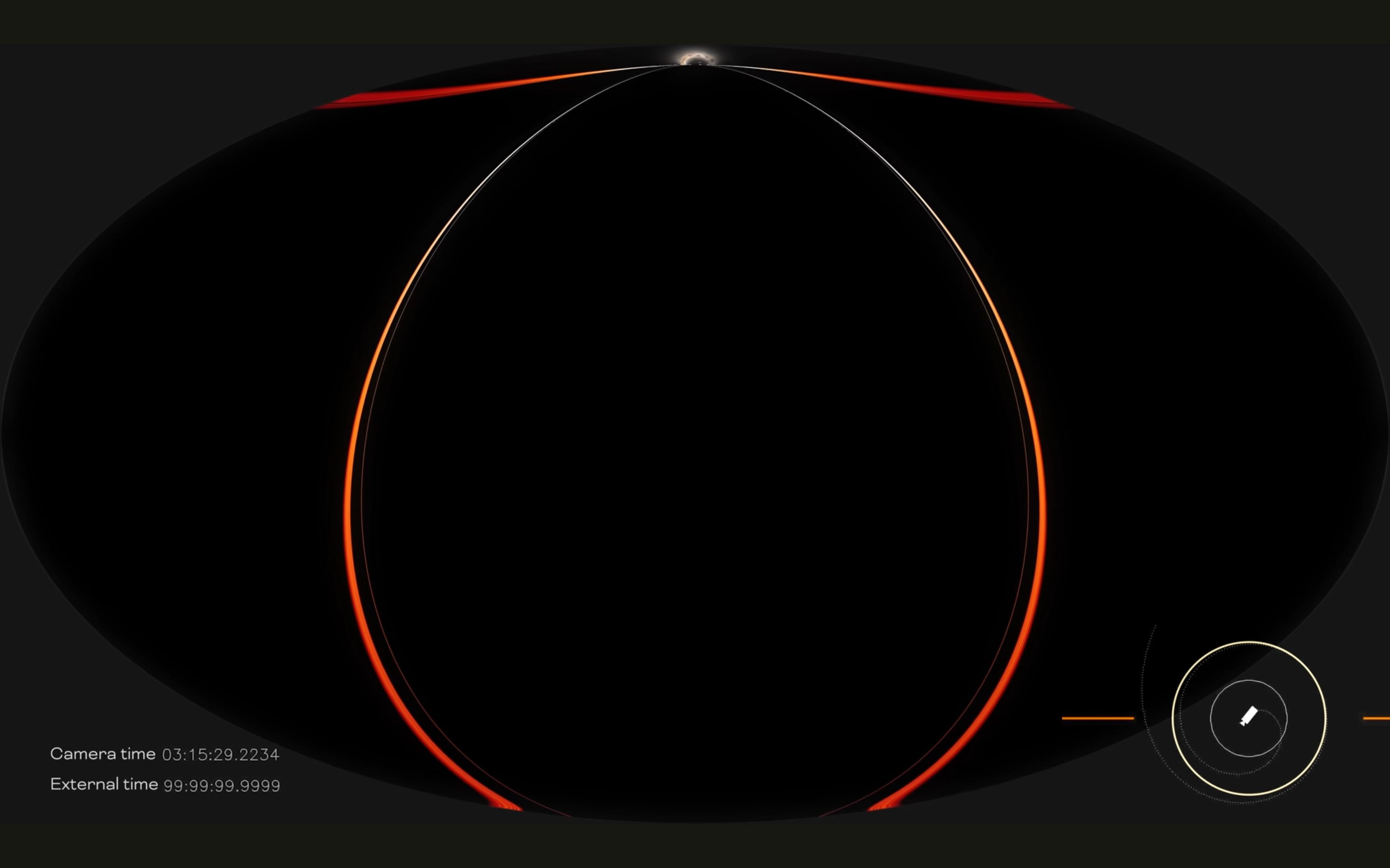 dünner Ring aus rotem Licht um ein Schwarzes Loch