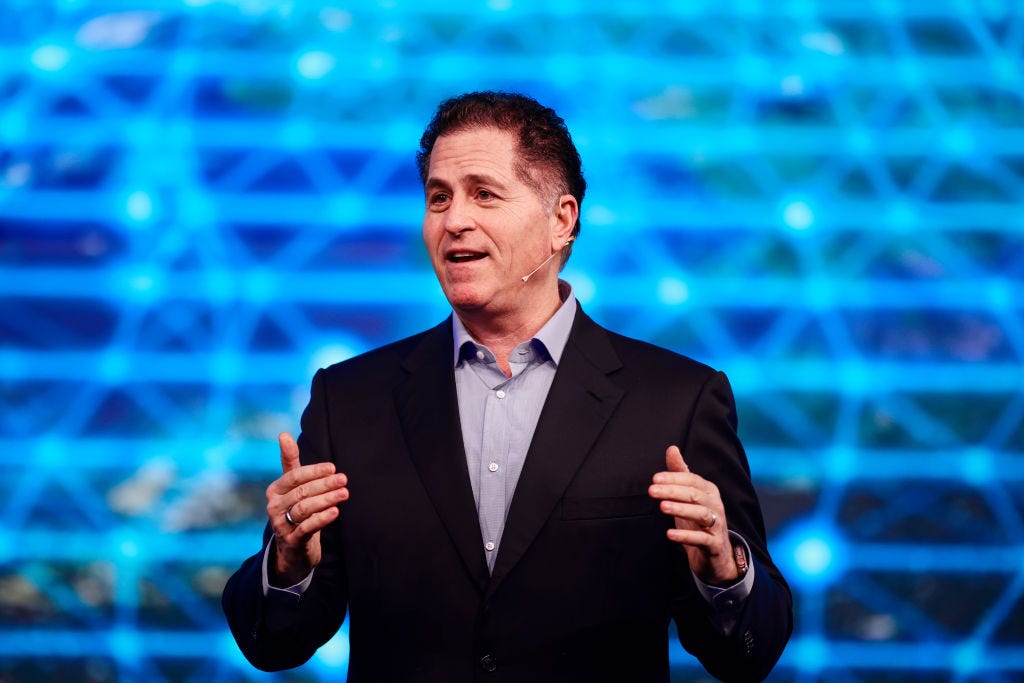 Michael Dell, Chairman und CEO von Dell Technologies, spricht am 27. Februar 2024 in der Keynote „New Strategies for a New Era“ auf dem Mobile World Congress 2024 in Barcelona, ​​Spanien