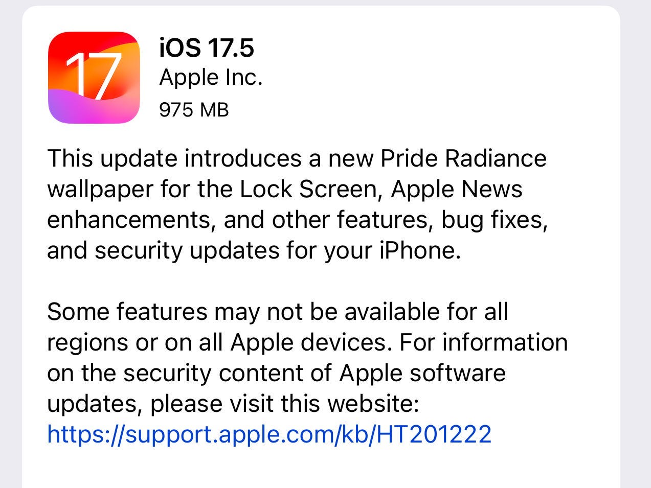 iOS 17.5-Update-Bildschirm