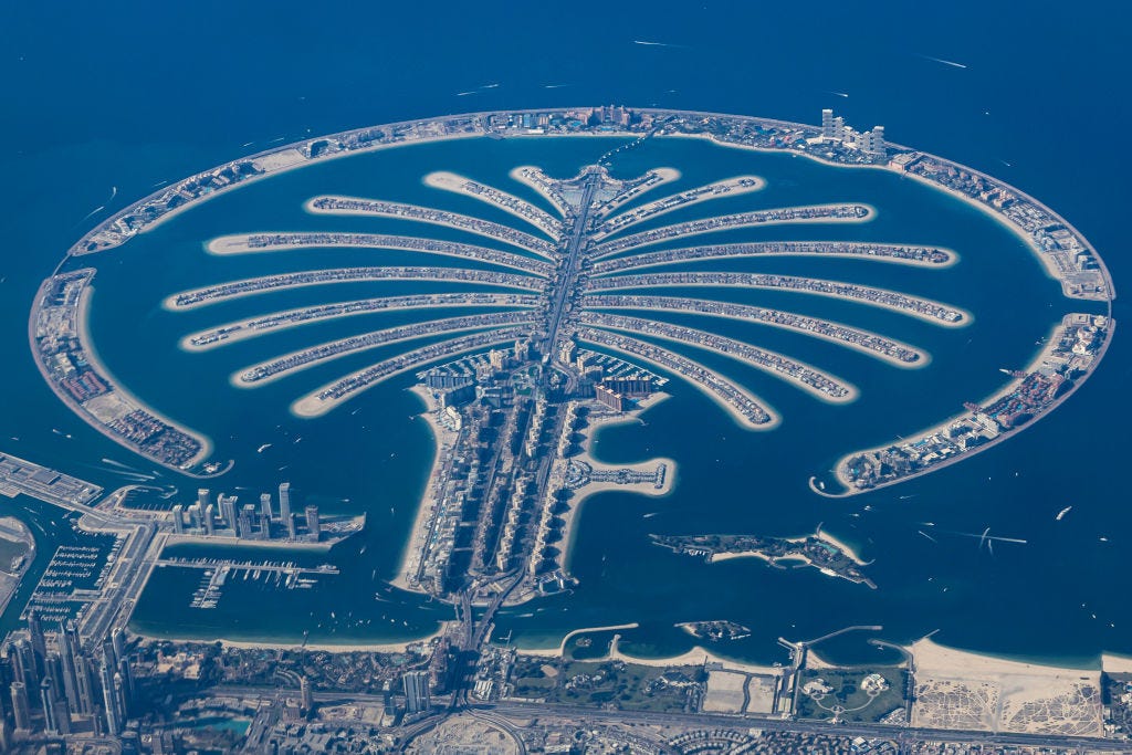Die künstlichen Inseln Palm Jumeirah in Dubai.