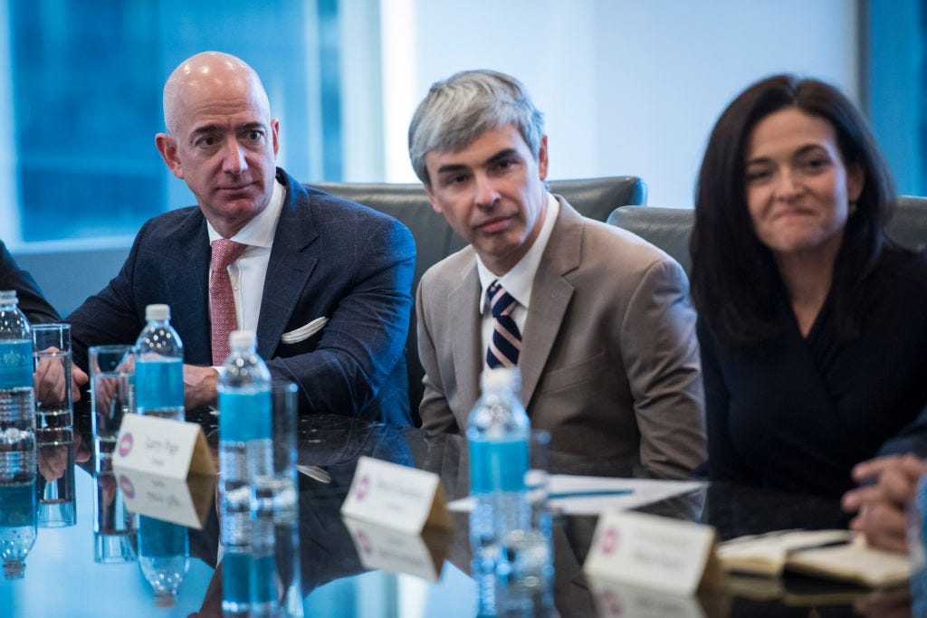 Jeff Bezos, Larry Page und Sheryl Sandberg