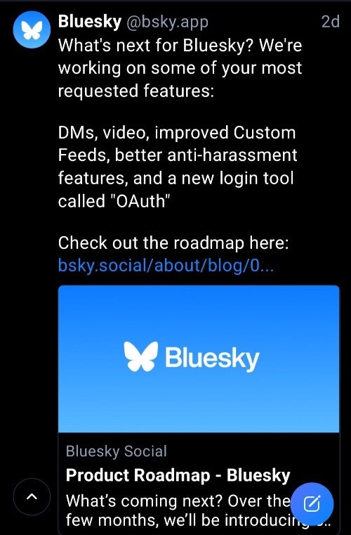 Die Bluesky-App enthüllt DMs, Videos, bessere benutzerdefinierte Feeds und vieles mehr wird bald verfügbar sein