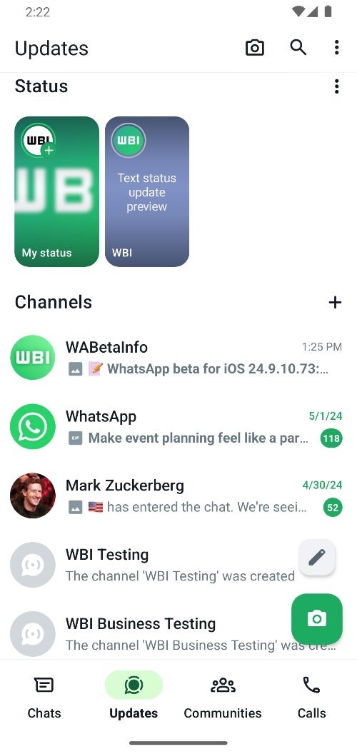 Die neue Statusaktualisierungsleiste von WhatsApp mit Vorschauen wird in der Betaphase umfassender eingeführt