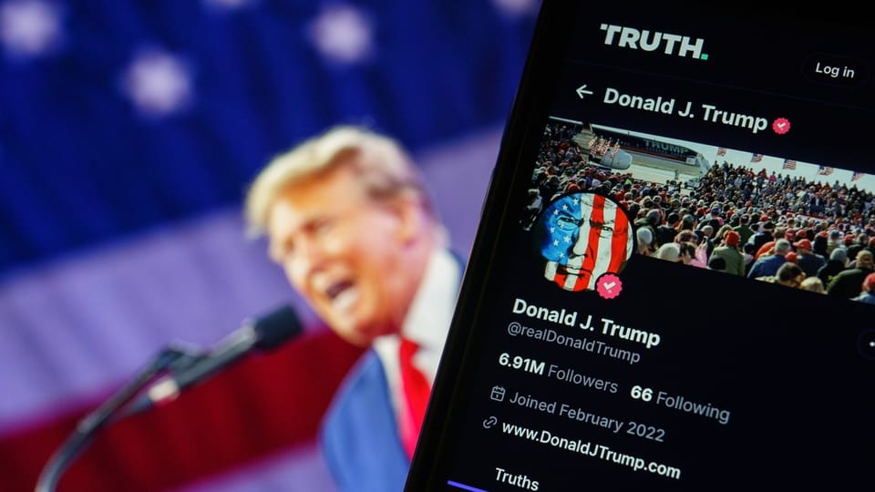 A photo illustration of former US President Donald Trump's account on the social media platform Truth Social.