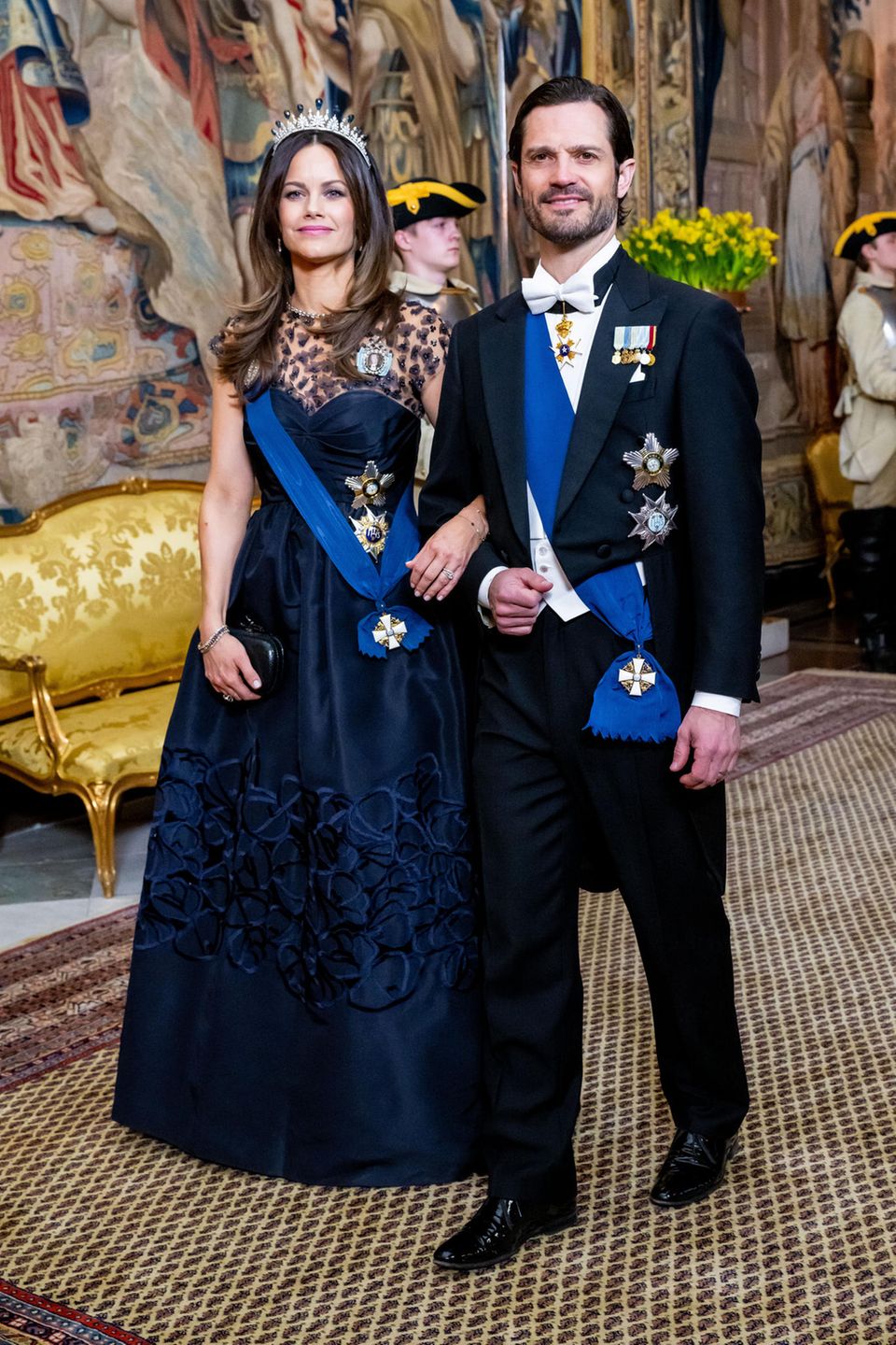 Prince Carl Philip and Princess Sofia at the state banquet at the Royal Palace.