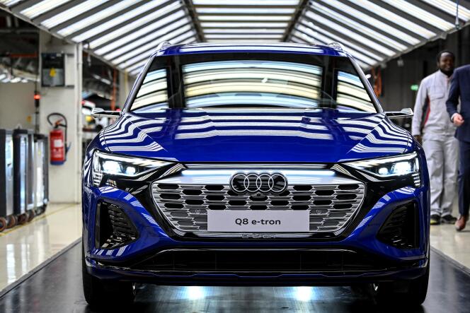 The Audi Q8 e-tron at the AUDI factory in Brussels, December 14, 2022. 