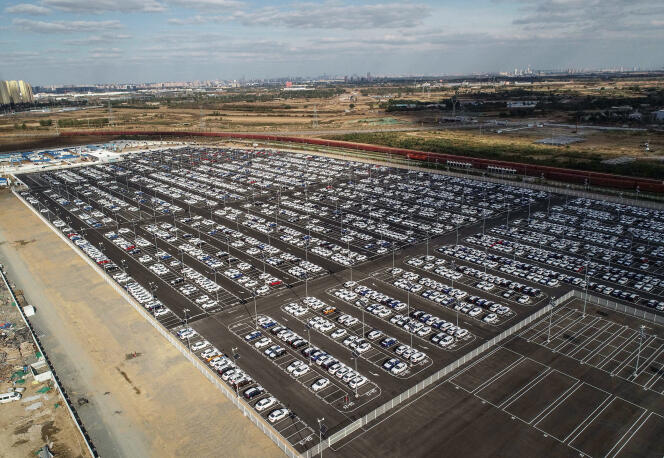 The parking lot of the BMW factory in Shenyang, Liaoning province (China), in October 2018.