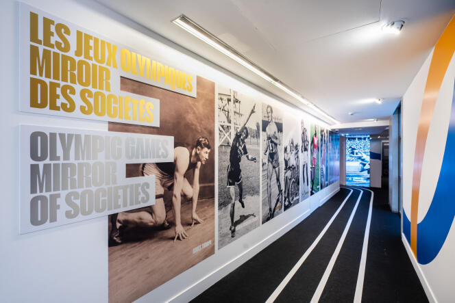 An overview of the exhibition “The Olympic Games, mirror of societies”, at the Shoah Memorial, in Paris, March 28, 2024.