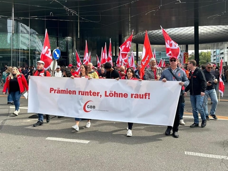 Demonstrators also gathered in Basel in the morning. 