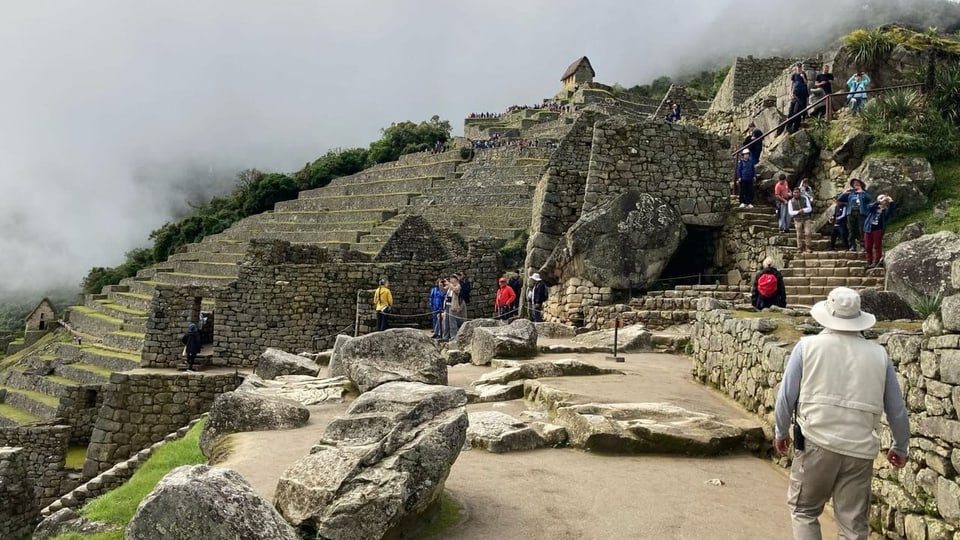 Tourists at Machu Picchu.