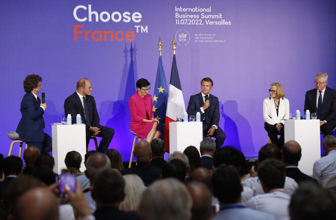 Emmanuel Macron at the 5th edition of the Choose France summit, in Versailles, July 11, 2022.