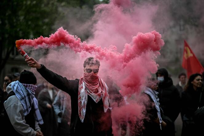 During the pro-Palestinian demonstration held in the courtyard of Sciences Po Lyon, April 30, 2024. 