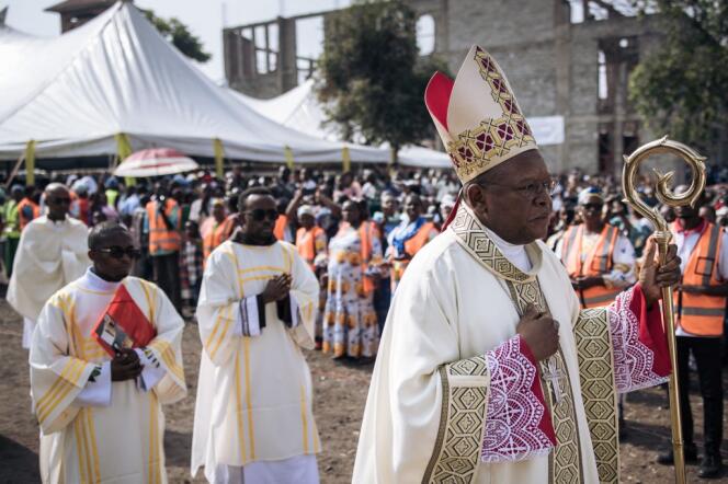 Congolese Cardinal Fridolin Ambongo during a procession for peace, in Goma, in the eastern Democratic Republic of Congo (DRC), January 28, 2024.  