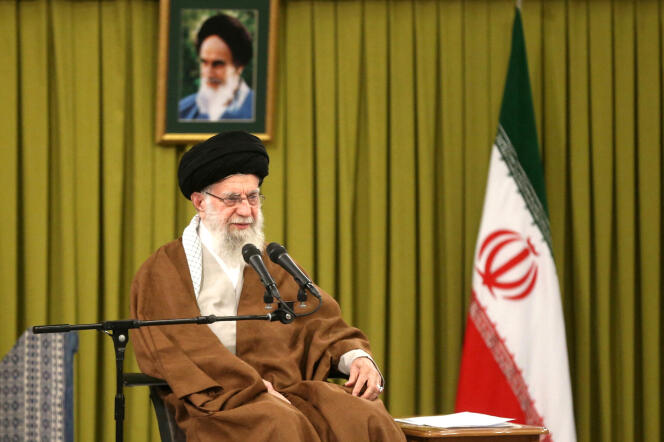 Iranian Supreme Leader Ayatollah Ali Khamenei during a meeting with teachers in Tehran, May 1, 2024.