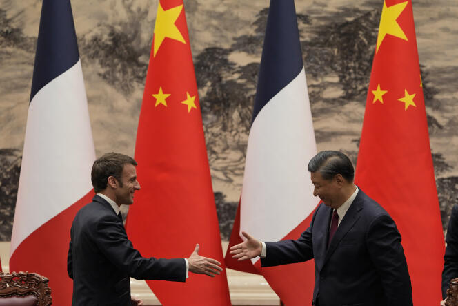 French President, Emmanuel Macron, and his Chinese counterpart, Xi Jinping, in Beijing on April 6, 2023. 