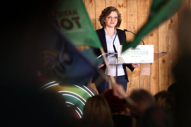 Marie Toussaint, candidate of the environmentalist party EELV in the European elections, in Bordeaux, May 4, 2024.