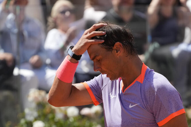 Rafael Nadal after his defeat against Hubert Hurkacz, in the second round of the Masters 1000 in Rome, Saturday May 11, 2024.