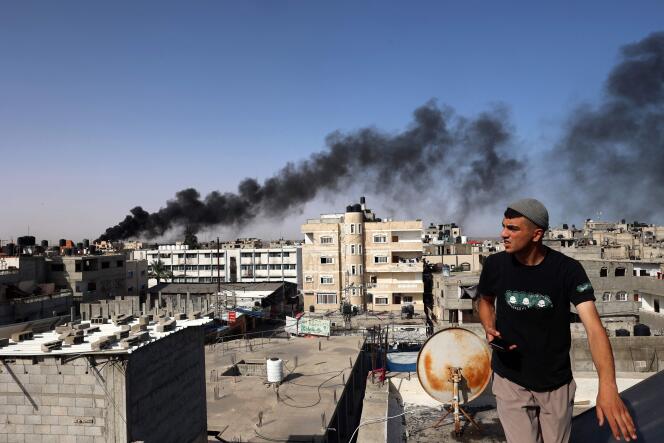 Smoke rises after Israeli bombardments in Rafah, in the southern Gaza Strip, on May 10, 2024.
