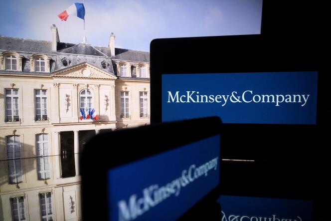 The logo of the consulting firm McKinsey. 