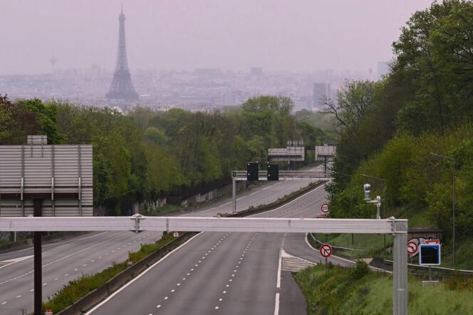 A view of the empty and closed A13 motorway, April 19, 2024.