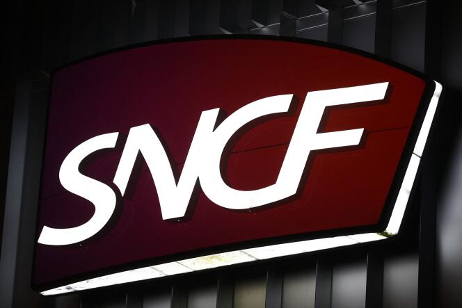 The SNCF logo at Montparnasse station in Paris on July 25, 2021. 
