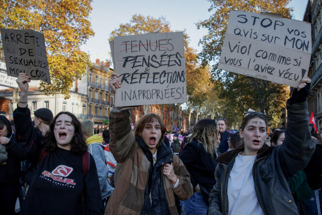 Demonstration organized on the occasion of the International Day for the Elimination of Violence against Women, in Toulouse, November 25, 2023.