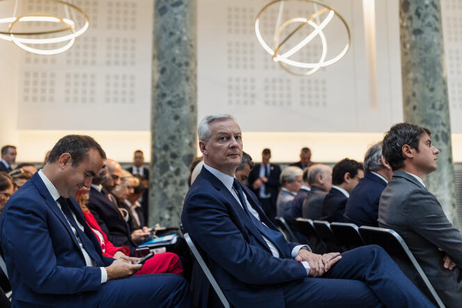 Bruno Le Maire, Minister of the Economy, during President Emmanuel Macron's press conference, in Paris, June 12, 2024.